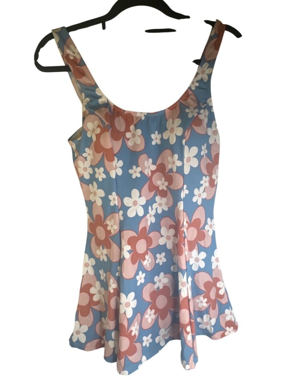 Esther Williams One-Piece Swimsuit Size 10 Blue Pink White Retro Style Swimwear